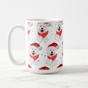 Caneca De Café Raça de Cão Samoyed Estrelas de Natal
