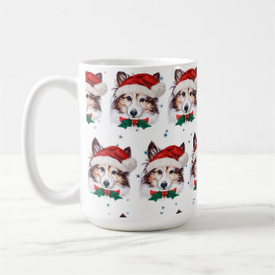 Caneca De Café Raça de Cão Sheltie Estrelas de Natal