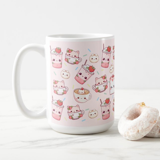 Caneca De Café Raça Puro: Mug de Café Kawaii (Com Donut)