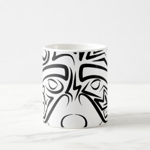 Caneca De Café Racconon Tribal Negro e Branco