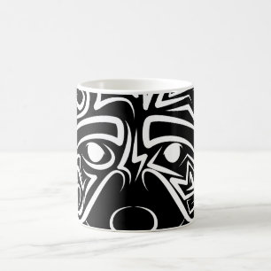 Caneca De Café Racconon Tribal Negro e Branco