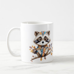 Caneca De Café Raccoon Brincando Adoravelmente Feliz Animal Color