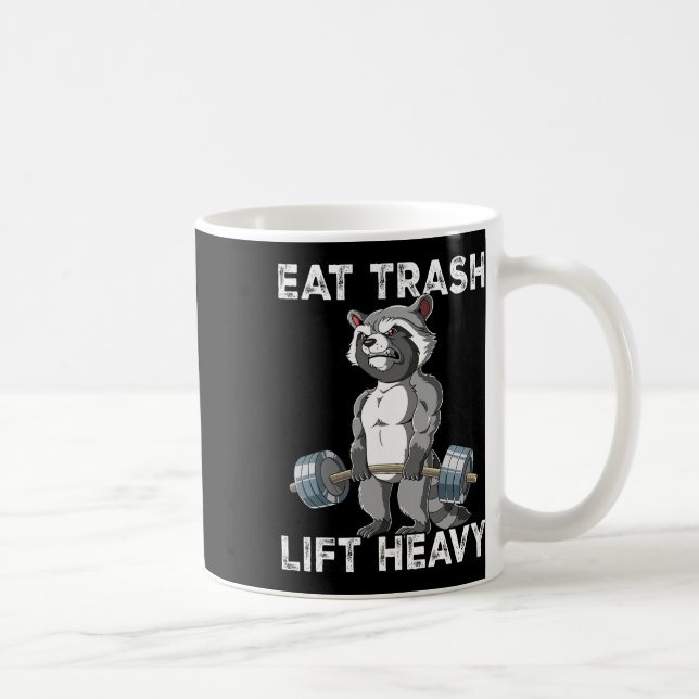 Caneca De Café Raccoon Gym Weight Training Eat Trash Levanta Pesa (Direita)