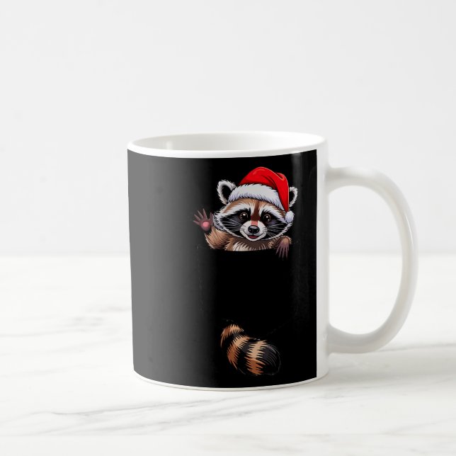 Caneca De Café Raccoon In Cket Funny Xmas Santa Hat Graphic  (Direita)