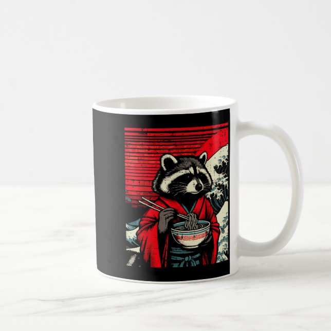 Caneca De Café Raccoon Kimono Eating Ramen Japanese Food Art Men  (Direita)