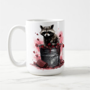 Caneca De Café Raccoon na Dia de os namorados de caixa de lixo