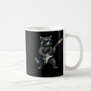 Caneca De Café Raccoon Tocando Violão Rock E Homens Presentes