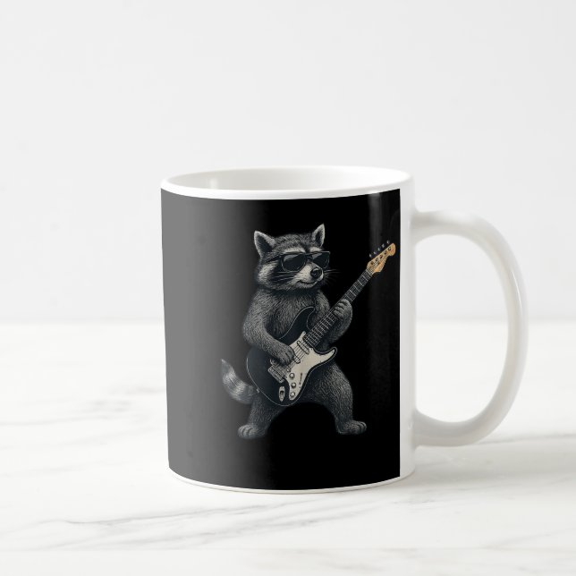 Caneca De Café Raccoon Tocando Violão Rock E Homens Presentes (Direita)