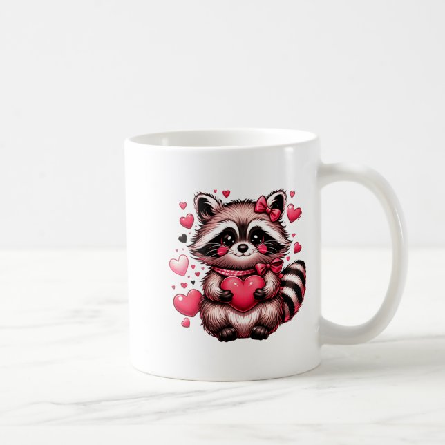 Caneca De Café Raccoon Valentine Hearts  (Direita)