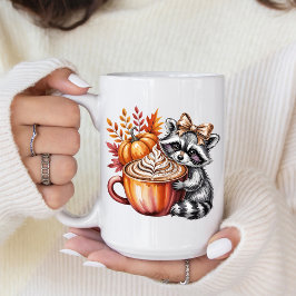 Caneca De Café Raccoon with Pumpkin Latte Fall Season Coffee Mug