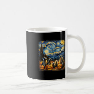 Caneca De Café Raccoons E Possum Halloween Fall Van Gogh Starry