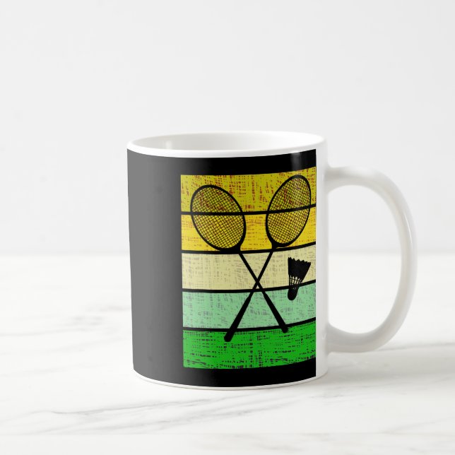 Caneca De Café Rackets De Badminton Retro E Brincadeira De Badmin (Direita)