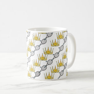Caneca De Café Rackets de tênis e Crowns - Padrão Real