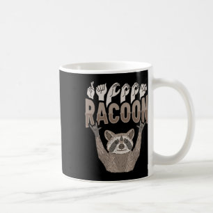 Caneca De Café Racoon Asl Gesture Mão Surda Audição Perdendo Awar