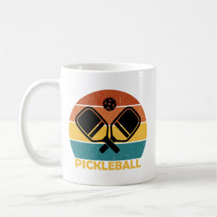 Caneca De Café Racquete e bola de pickleball vintage esportivo