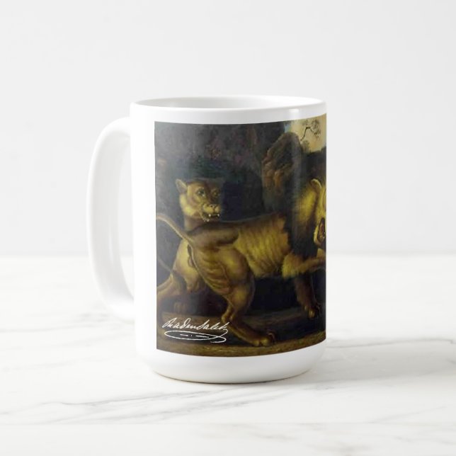 Caneca De Café Raden Saleh® Coffee Mug 'Lions and Snake' (Frente Esquerda)