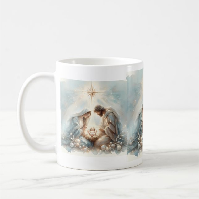 Caneca De Café Radiant Holy Family Nativity Scene (Esquerda)