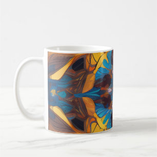 Caneca De Café Radiante Mandala: Arte Fantástica Simétrica Vibran