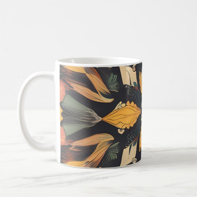 Caneca De Café Radiante Mandala: Arte Fantástica Simétrica Vibran (Esquerda)
