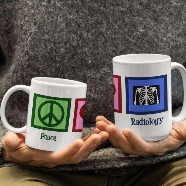 Caneca De Café Radiologia do Amor pela Paz (Criador carregado)