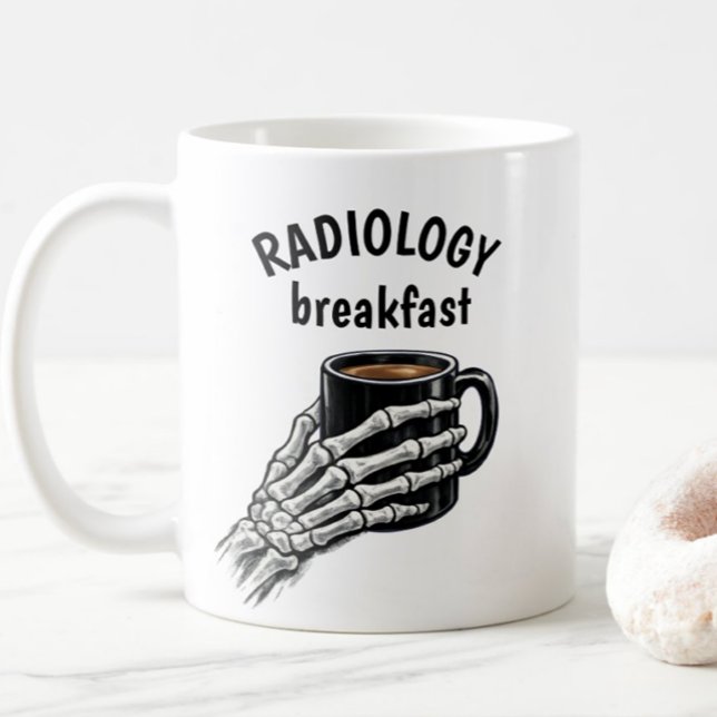 Caneca De Café RADIOLOGY Breakfast Coffee Skeleton Hand (Criador carregado)