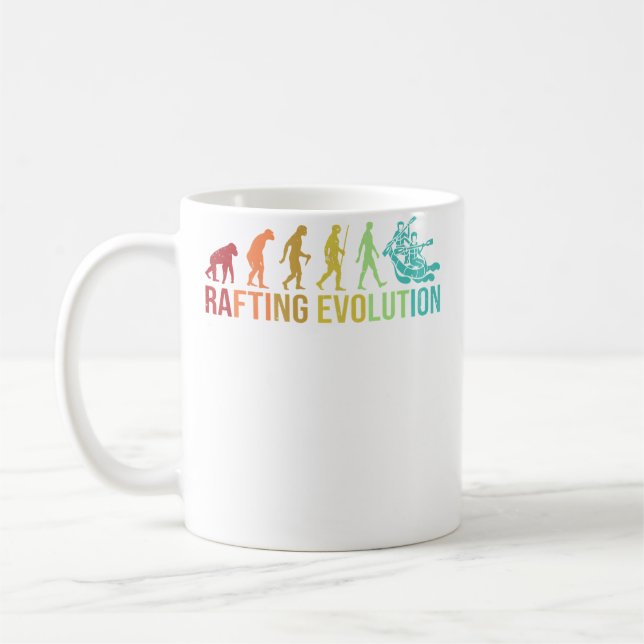 Caneca De Café Rafting Evolution - River Whitewater Rafting Funny (Esquerda)