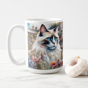 Caneca De Café Ragdoll Cat no jardim inglês