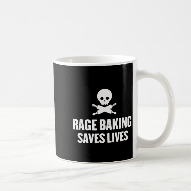 Caneca De Café Rage Baking salva crânio engraçado de Baker Cook C (Direita)