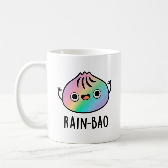 Caneca De Café Rain-bao Funny Rainbow Dimsum Bao Pun (Esquerda)