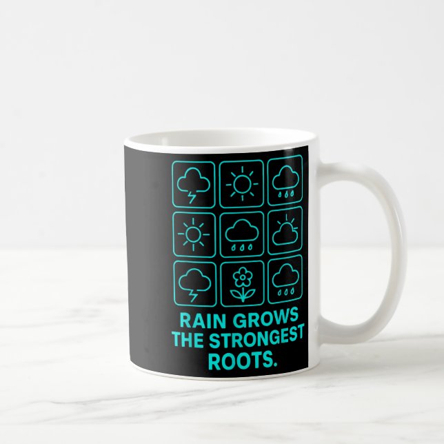 Caneca De Café Rain Grows The Strongest Roots Resilience Motivati (Direita)