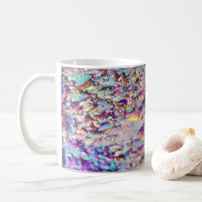 Caneca De Café Rainbow Aura Crystals (Com Donut)