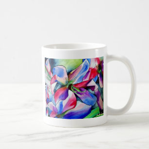 Caneca De Café Rainbow Azalea flor original de aquarela
