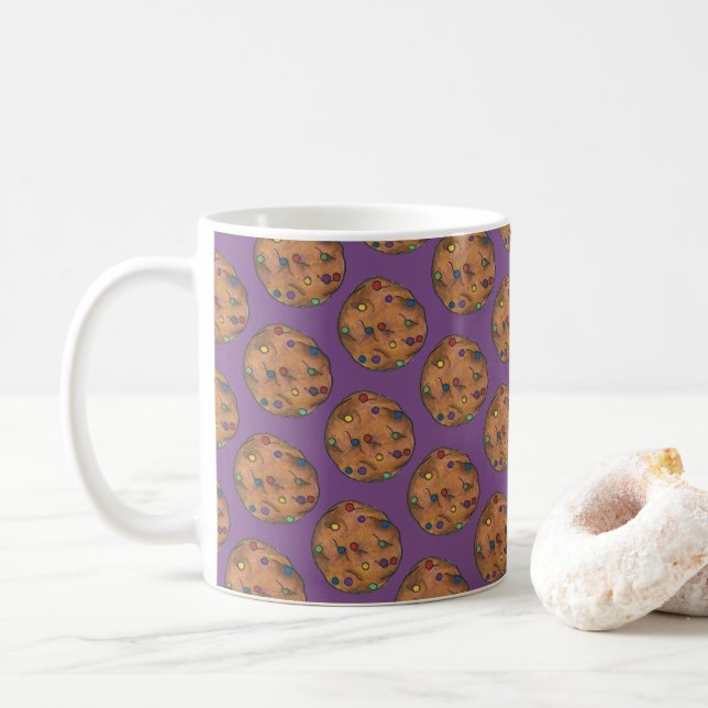 Caneca De Café Rainbow Chocolate Chip Cookie Fazendo Doces Roxo (Com Donut)