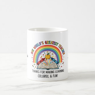 Caneca De Café Rainbow Crayon Apple Worlds Greatest Teacher