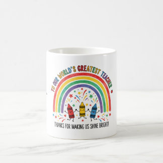 Caneca De Café Rainbow Dancing Crayon Worlds Greatest Teacher