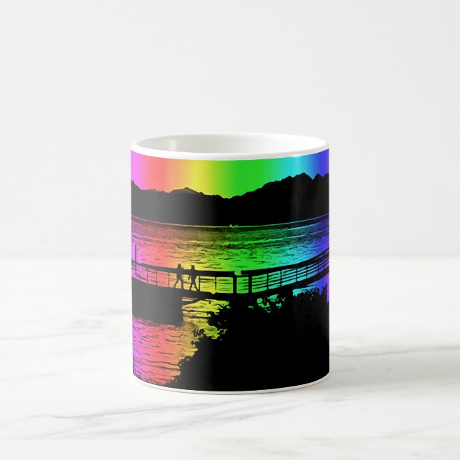 Caneca De Café Rainbow Dock Silhouettes Copas de Café e Mug (Centro)