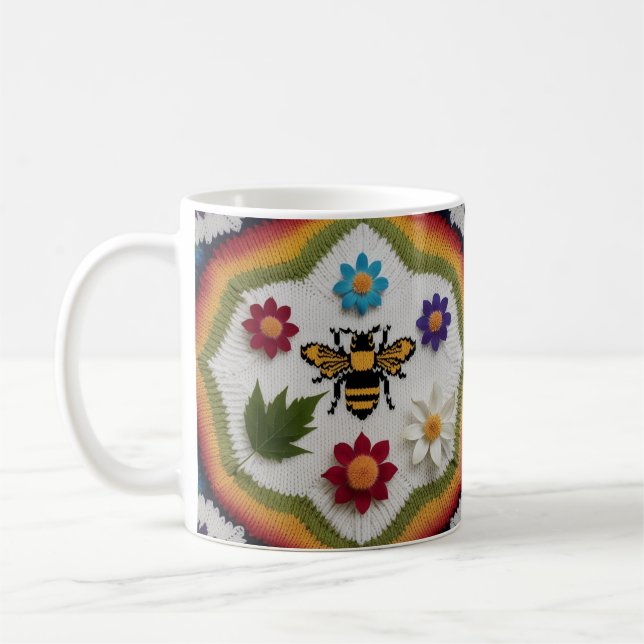 Caneca De Café Rainbow Fair Isle Knit Pattern Cozy Coffee Mug (Esquerda)