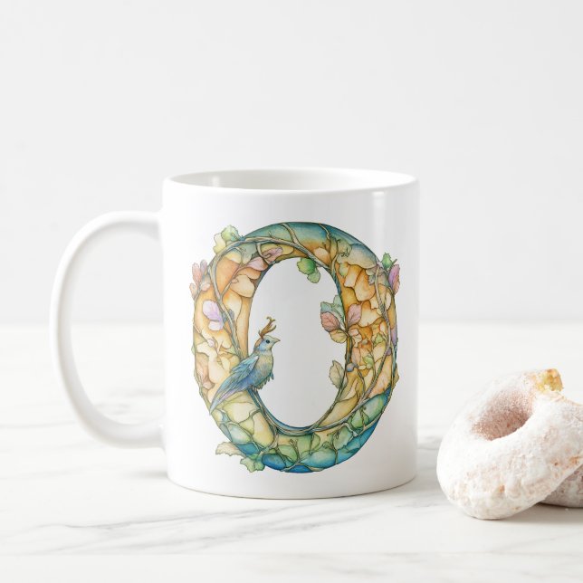 Caneca De Café Rainbow Fairy Inicial 'O' (Com Donut)