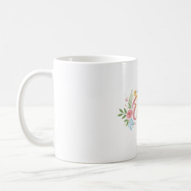 Caneca De Café Rainbow Floral Cerâmica Mug Personalizado - Person (Esquerda)