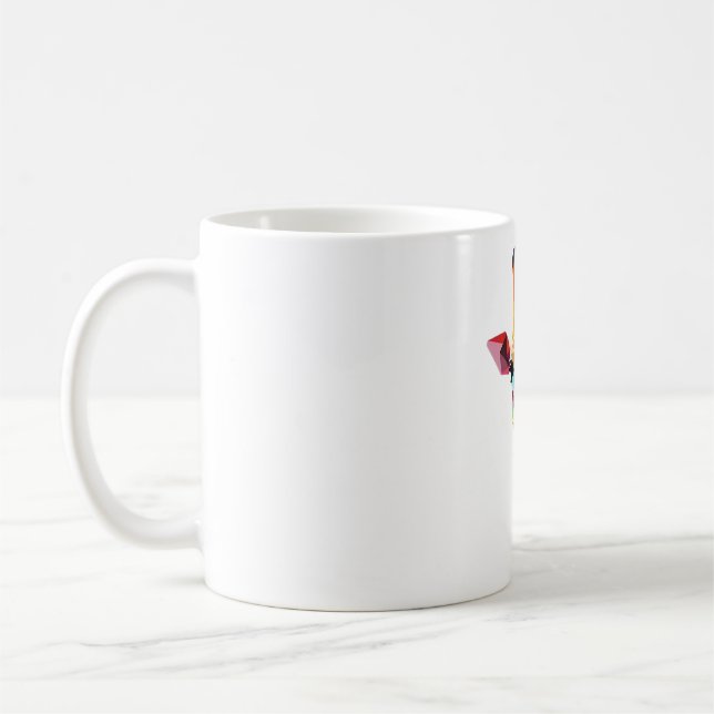 Caneca De Café Rainbow Giraffe Head Abstrato Polygon Tee (Esquerda)