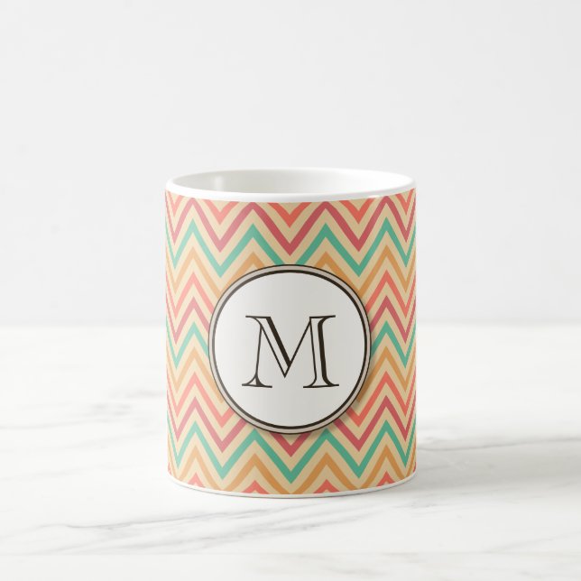 Caneca De Café Rainbow Grunge Zigzag Chevrons (Centro)