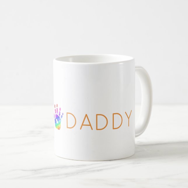 Caneca De Café Rainbow Handprint PAI Love Artisan Keepsasasaame (Frente Esquerda)