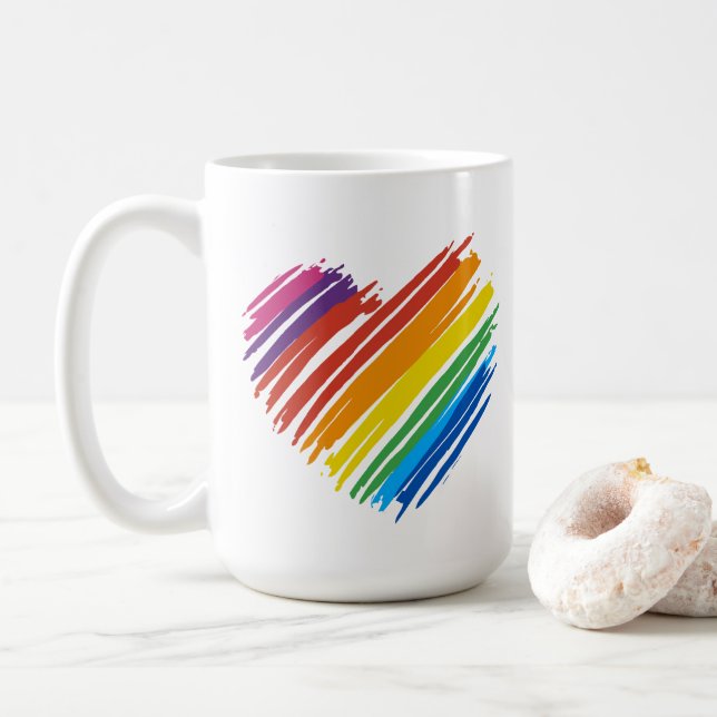 Caneca De Café Rainbow Heart (Com Donut)