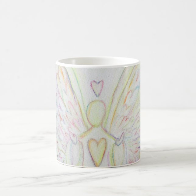 Caneca De Café Rainbow Hearts Guardian Angel Coffee Cup ou Mug (Centro)