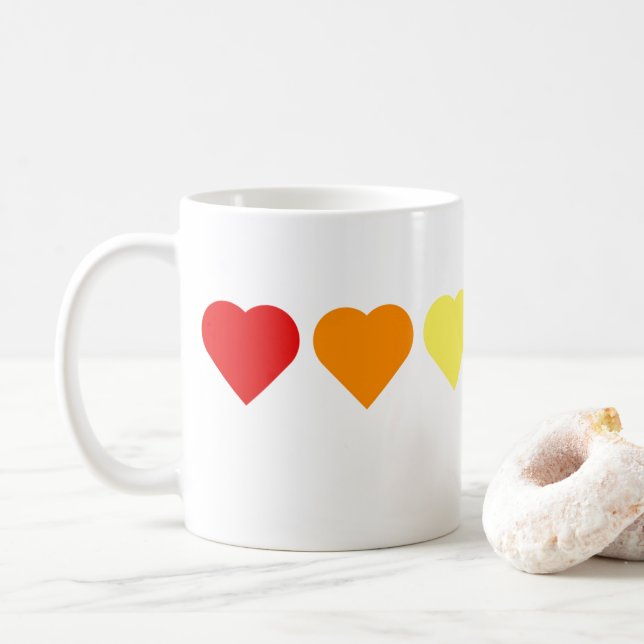 Caneca De Café Rainbow Hearts Mug (Com Donut)