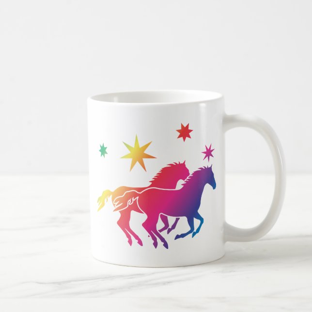 Caneca De Café Rainbow Horse Couple (Direita)