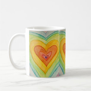 Caneca De Café Rainbow Love Hearts Art Coffee Cups