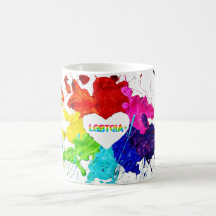 Caneca De Café Rainbow Modern Stripe LGBT