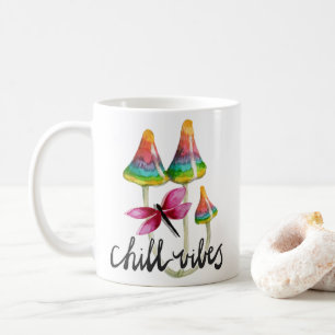 Caneca De Café Rainbow Mushroom Chill Vibes Café Mug