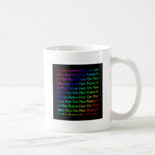 Caneca De Café Rainbow Om Mani Padme Hum (a preto)